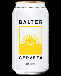 24-pack of LiquorDay Balter Cerveza beer cans, 375ml each, stacked in a box with colorful branding on the cans.