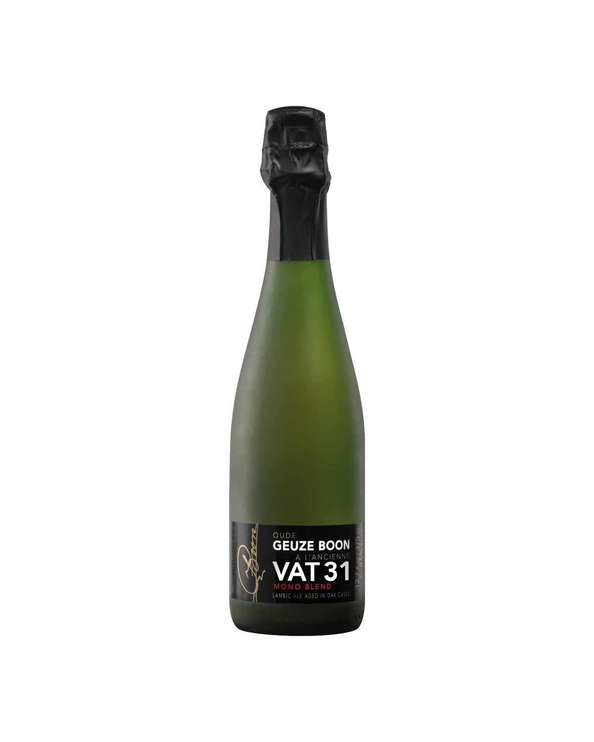 12-pack of LiquorDay Boon Oude Geuze Vat 31 beer bottles, 375ml each, in a case, showcasing the Belgian-style sour ale.