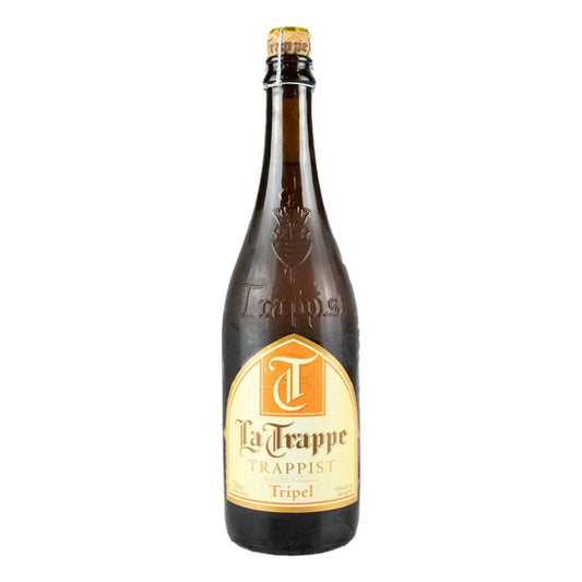 Six bottles of La Trappe Tripel beer in 750ml bottles, from LiquorDay, arranged in a case, showcasing the premium Belgian ale.