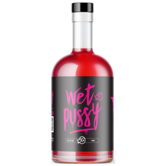 Bottle of LiquorDay Wet Pussy Blended Liqueur 700ml, showing the product label and clear glass bottle.