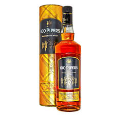 A 750ml bottle of 100 Pipers blended whiskey by LiquorDay, featuring a dark label with gold accents and clear glass bottle.