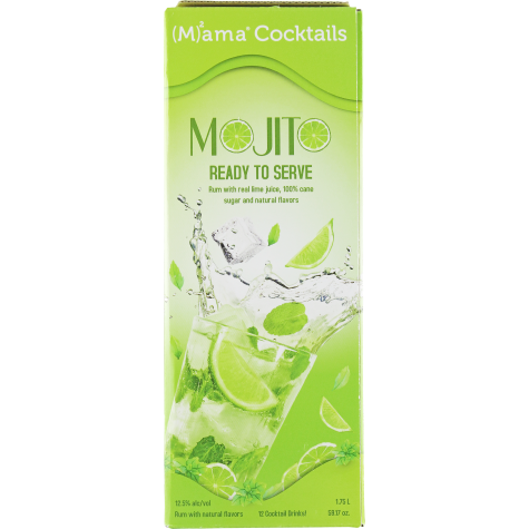 LiquorDay Mama Mojito Cocktail Mix in 1.75L bottle, featuring fresh mint and lime flavors for refreshing mojito cocktails.