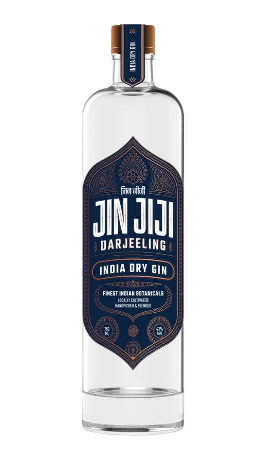 Jin Jiji Darjeeling Gin by LiquorDay in 700ml bottle, showcasing clear glass bottle with elegant label and craft gin inside.