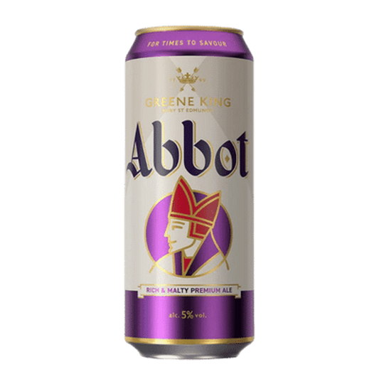 24-pack of Abbot Ale 500ml cans by LiquorDay, featuring a case of crisp, brewed British beer in individual cans.