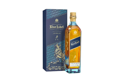 Blue Label Zodiac Year of the Ox liquor bottle by LiquorDay, 750mL, featuring a blue label with zodiac ox design.