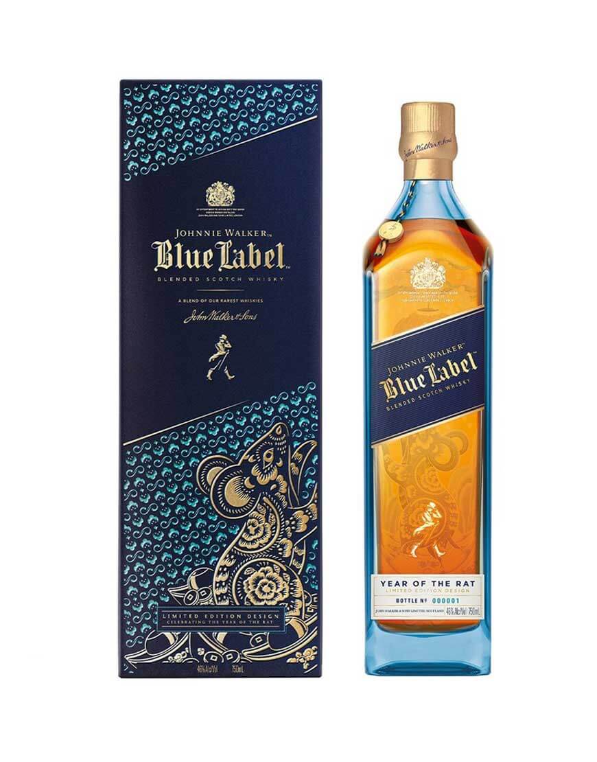 Blue Label Zodiac Year of the Rat liquor bottle from LiquorDay, 750ml, featuring a blue label with zodiac rat design.