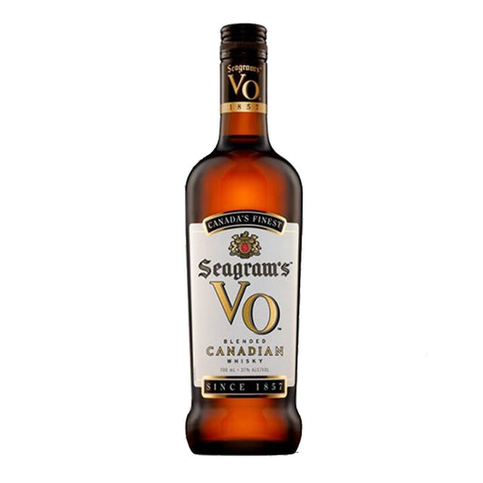 Seagram's VO blended Canadian whisky in a 700ml bottle, shown with clear glass bottle and label detail.