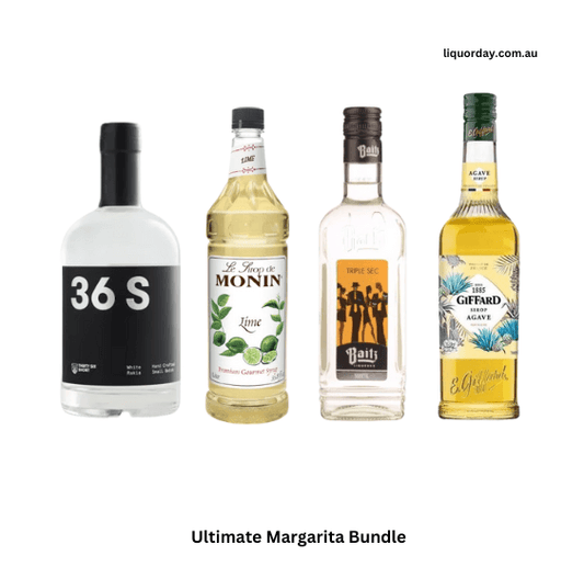 Ultimate Margarita Bundle from LiquorDay featuring various tequila, lime, and cocktail ingredients for making margaritas