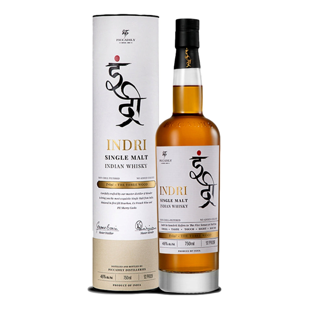 Bottle of LiquorDay Indri Indian Single Malt Whisky in 700mL size, featuring a dark glass bottle with the whisky label visible.