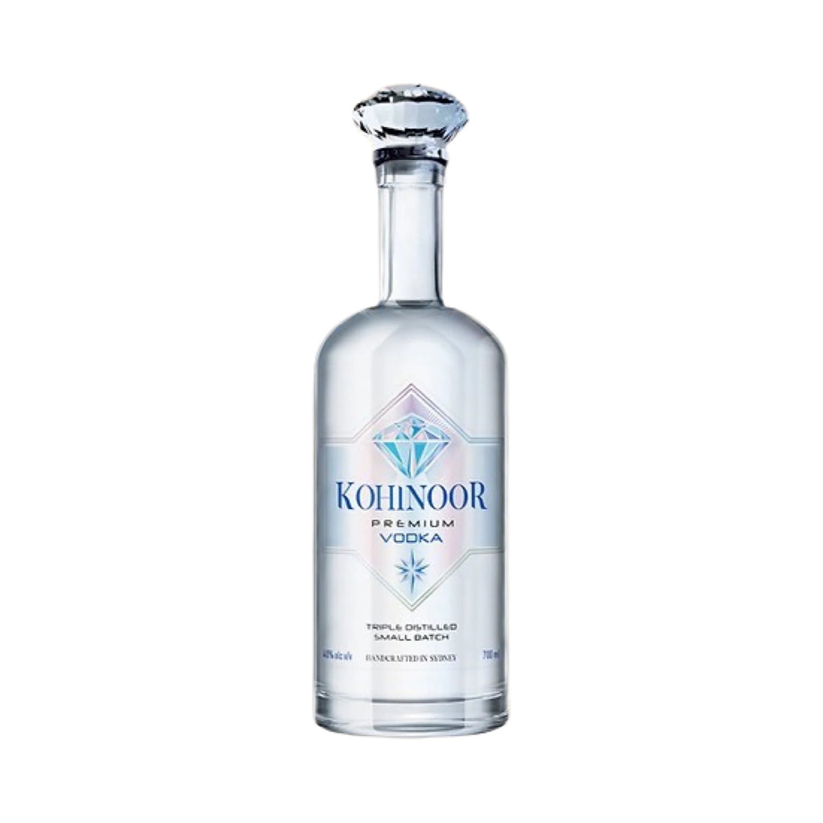 Clear bottle of Kohinoor Premium Vodka 700mL by LiquorDay with a sleek label and transparent liquid inside.