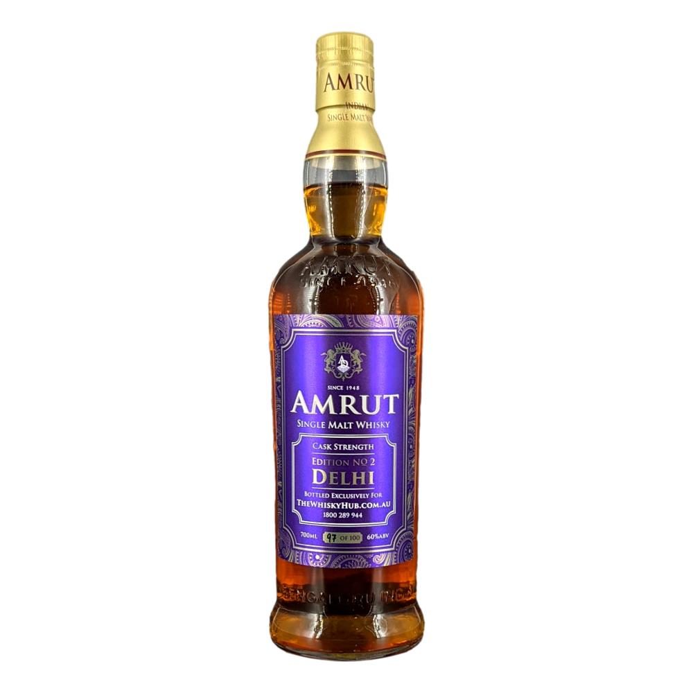 Amrut Edition 2 Delhi single malt whisky bottle from LiquorDay, 700ml with amber liquid in a clear glass bottle
