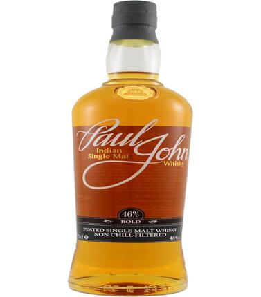 Paul John Brilliance single malt whiskey in a 700mL bottle, with amber color and elegant label details.