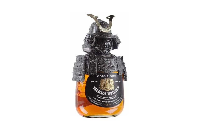 Nikka Gold Samurai Armour blended Japanese whisky in a 750ml bottle, featuring a gold label and traditional Japanese design.