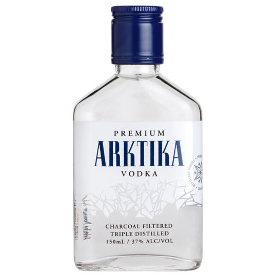 Bottle of LiquorDay Arktika Premium Vodka 700ml with clear label and transparent glass bottle, showcasing the premium vodka inside.