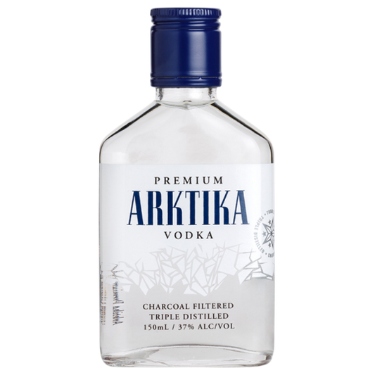 Bottle of LiquorDay Arktika Premium Vodka 700ml with clear label and transparent glass bottle, showcasing the premium vodka inside.