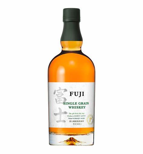 Bottle of LiquorDay Fuji Japanese Whisky Single Blended 700ml with label and amber liquid inside.