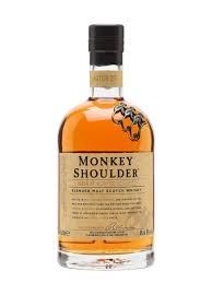 Bottle of Monkey Shoulder blended malt Scotch whisky, 700ml, with distinctive label and packaging, displayed on a plain background.