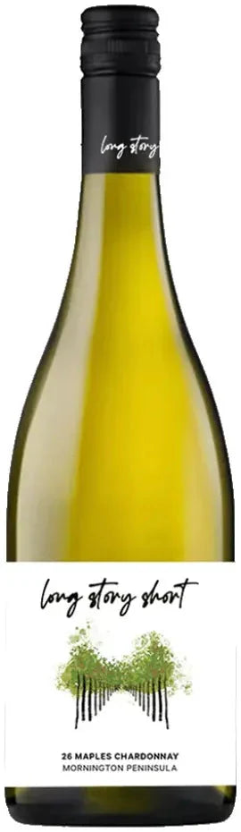 Bottle of Long Story Short 26 Maples Chardonnay 2022 wine, 750ml, featuring a label with elegant design and color details.