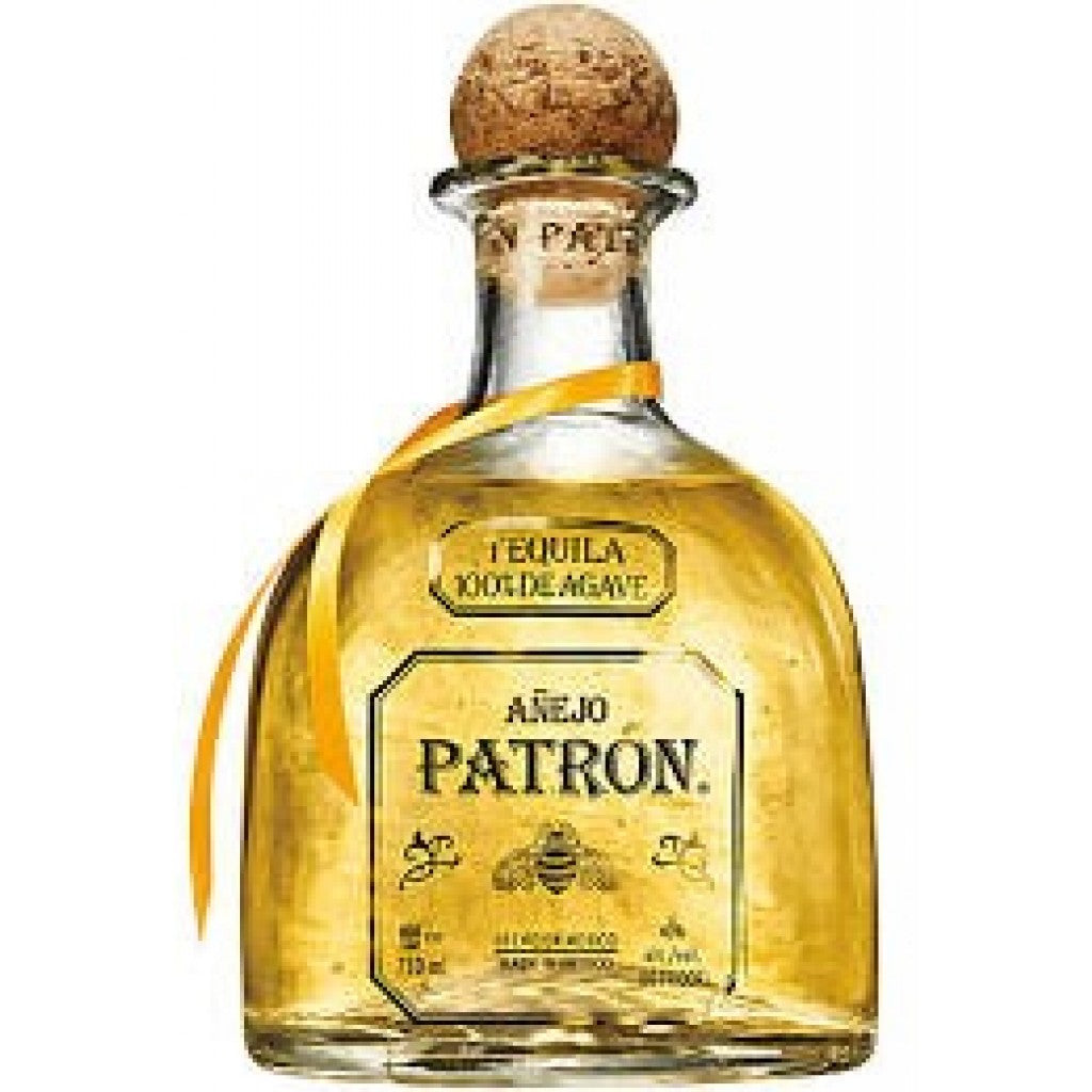 Paramount Patron Anejo Tequila 700mL bottle with clear glass and gold label, showcasing premium tequila branding.