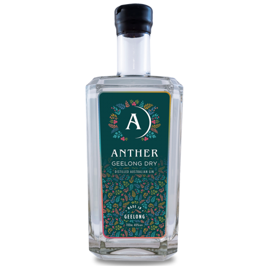 Paramount Anther Distillery Geelong Dry Gin 700ml bottle with clear label and dark glass bottle, showcasing Australian dry gin.