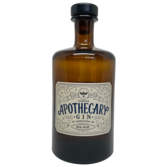 Australian dry gin in a 500ml Paramount Apothecary Gin bottle with a clear label and elegant design.
