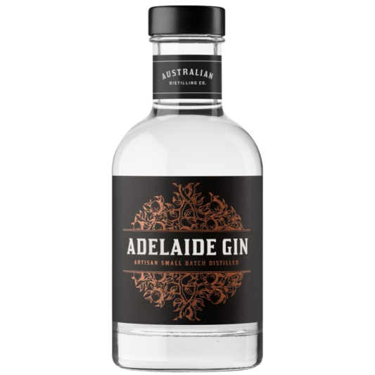 Australian Distilling Co Adelaide Gin, Paramount Australian Dry Gin in a 200mL bottle with clear label and elegant design.