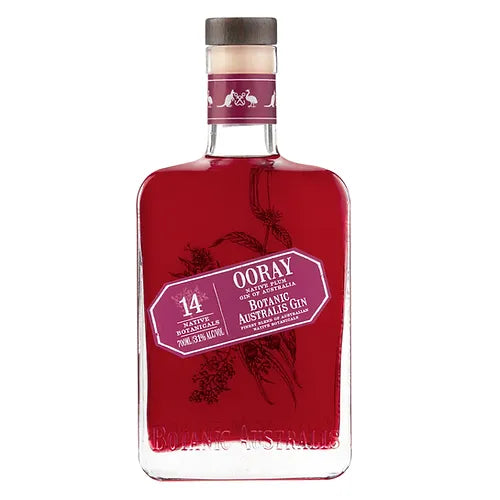 Paramount Botanic Australis Ooray Plum Gin 700ml bottle with label and dark glass, showcasing Australian dry gin with plum botanicals.