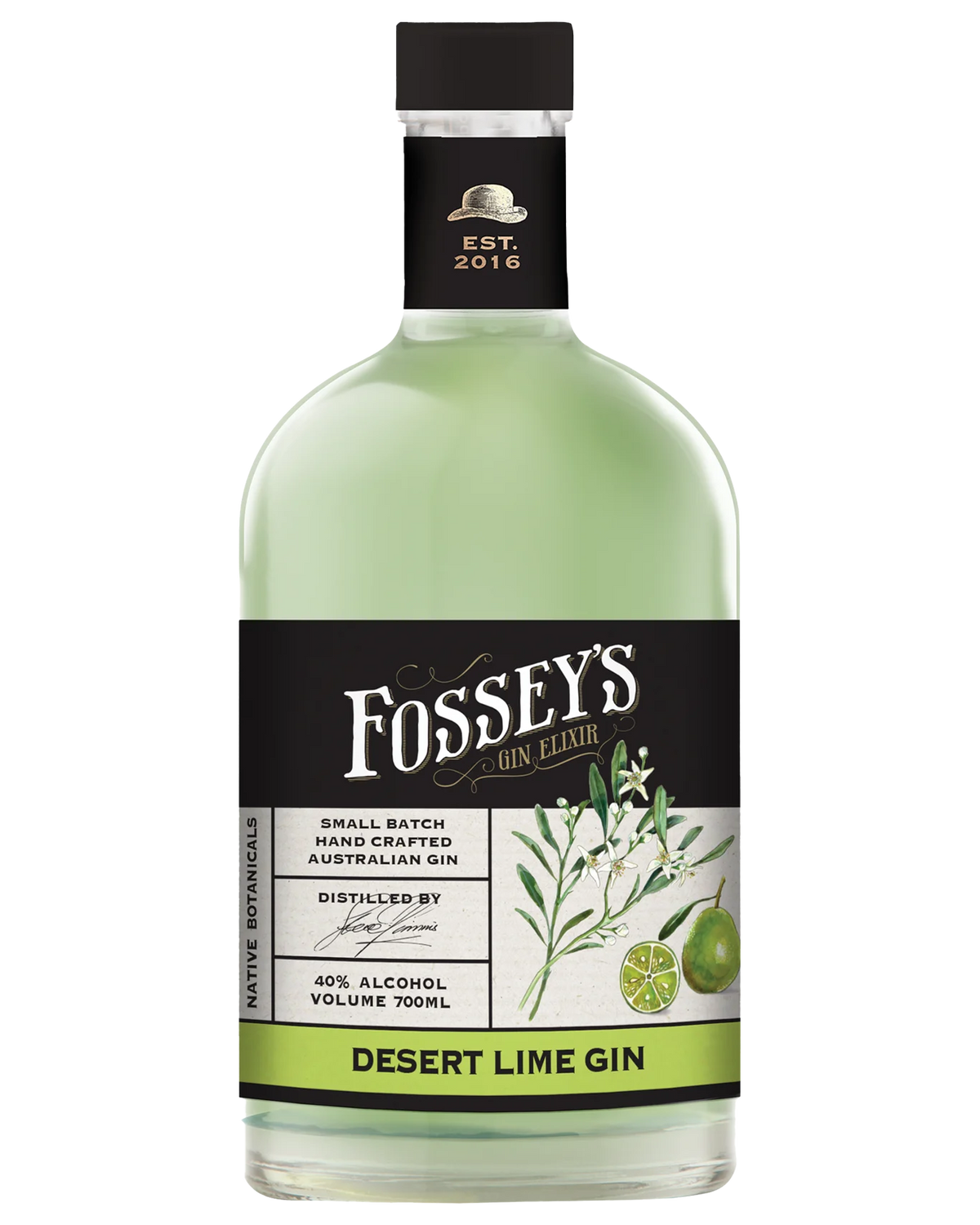 Paramount Fossey's Distillery Desert Lime Gin 700ml Australian dry gin with fresh desert lime flavor in clear glass bottle