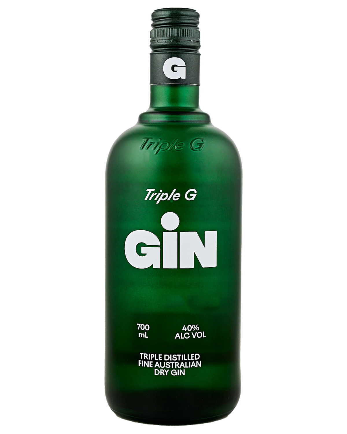 Bottle of Paramount Triple G Australian Dry Gin in a 700mL bottle, featuring clear glass and a label with blue and gold accents.