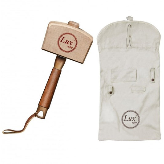 Paramount Uberbartools Lux Icebag and Hammer Set for bar tools, includes a leather icebag and metal hammer for cocktail preparation.