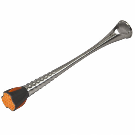 Paramount Uberbartools Procrush dual muddler and ice crusher bar tool with metal handle and textured surface for crushing ice and muddling.