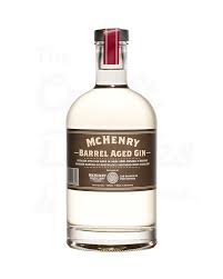 Paramount McHenry Distillery Barrel Aged Gin in 700mL bottle, featuring a clear glass bottle with a wooden cap and label.