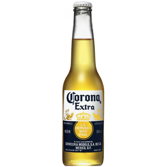 Paramount Corona Extra 355ml beer cans in a 12-pack, showcasing the iconic label and packaging.