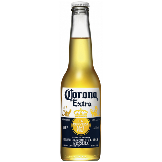 Paramount Corona Extra 355ml beer cans in a 12-pack, showcasing the iconic label and packaging.