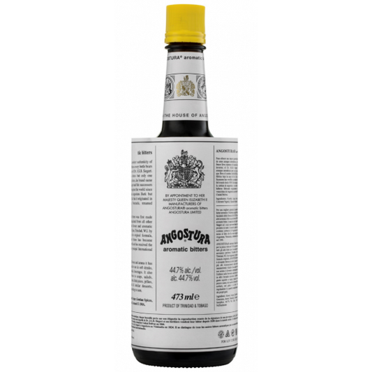 Paramount Angostura Bitters large 473ml bottle with a dark amber liquid, used for cocktails and cooking.