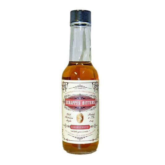 Paramount Scrappy's Grapefruit Bitters 147ml bottle, with label featuring grapefruit images and product details.