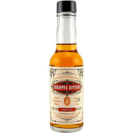 Scrappys Orange Bitters by Paramount in a 147ml bottle, showcasing the vibrant orange flavor and packaging.