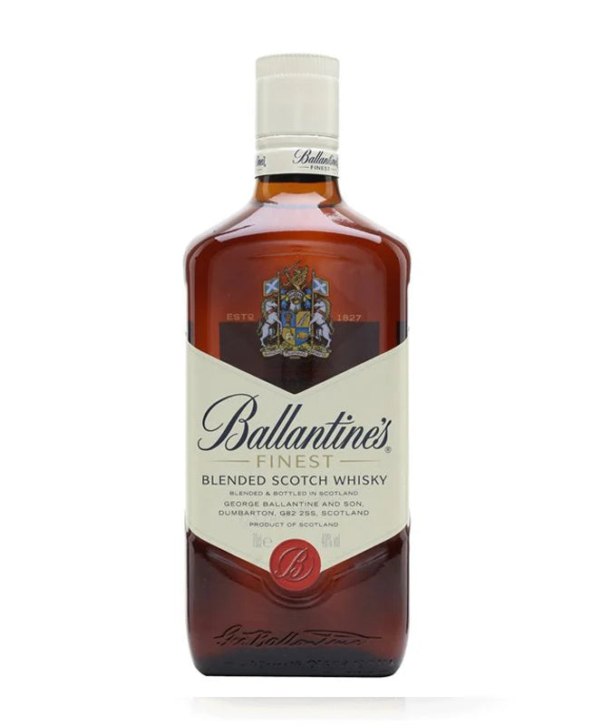 Paramount Ballantines Finest Blended Malt Scotch Whisky 1L bottle with label and packaging on a neutral background.