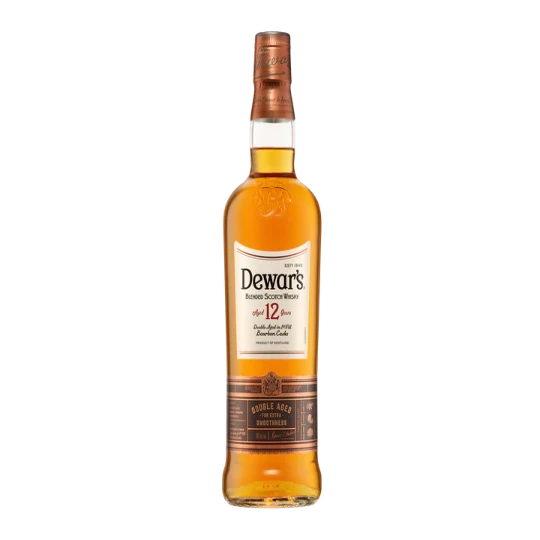 Dewar's 12 Year Old Blended Scotch Whisky bottle, Paramount branded, 700ml, showcasing the whisky's label and packaging.