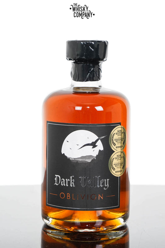 Bottle of Paramount Oblivion Batch 1 Tasmanian Blended Malt Whisky Dark Valley, 500ml, with label and dark amber liquid.