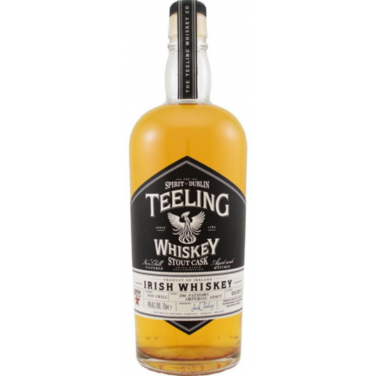 Paramount Teeling Small Batch Stout Cask Irish Whiskey 700mL bottle, blended malt with dark stout cask aging, front view.