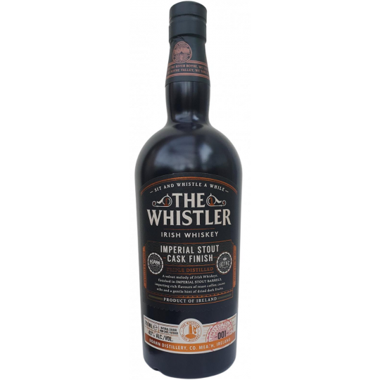 Paramount The Whistler Imperial Stout Cask Finish Irish Whiskey in 700ml bottle, blended malt with rich, dark stout flavor.