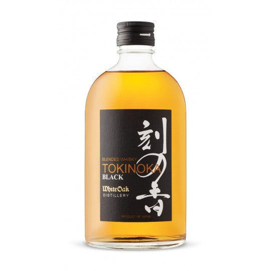 Bottle of Paramount Tokinoka Black Blended Japanese Whisky, 50% alcohol, 500ml, featuring a dark label and premium glass bottle.