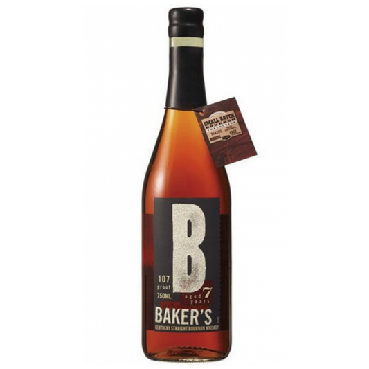Paramount Bakers 7 Year Old Single Barrel Bourbon Whiskey 750ml bottle with label and amber liquid inside.
