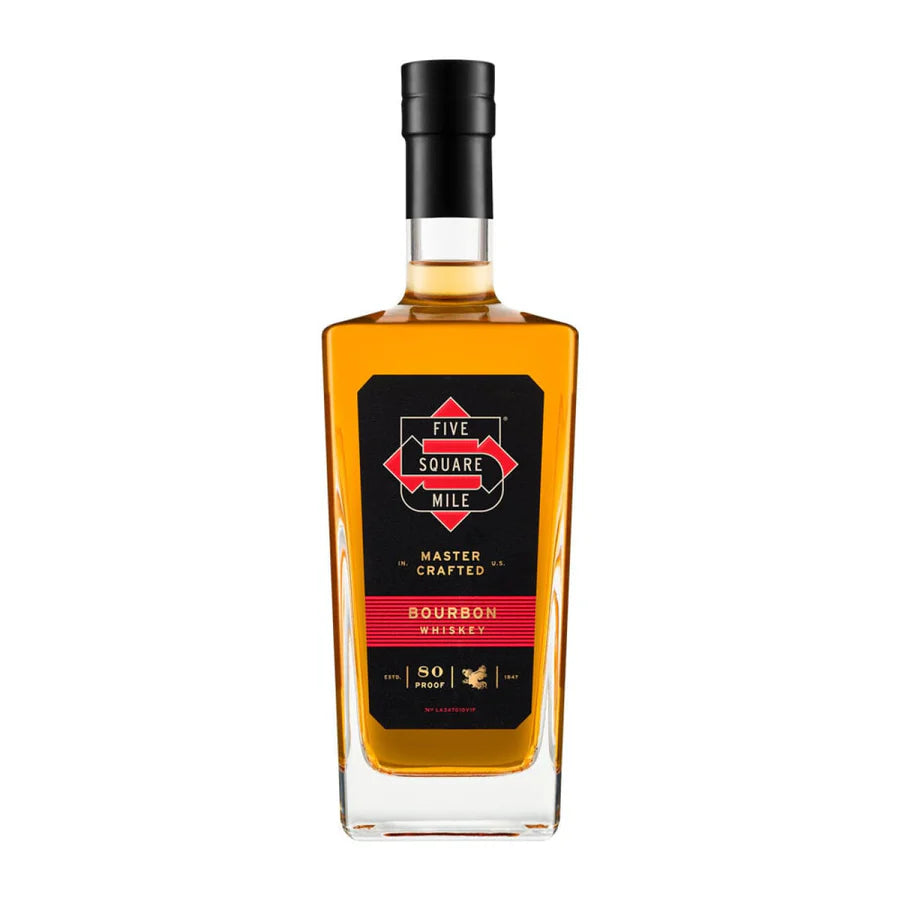 Paramount Five Square Mile Bourbon Whiskey 700ml bottle with a dark label and gold accents, showcasing a premium bourbon spirit.