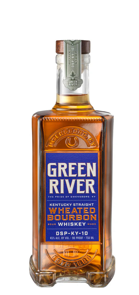 Green River Kentucky Straight Bourbon Whiskey by Paramount in a 750mL bottle, featuring a clear glass bottle with a dark label.