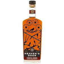 Paramount Heaven's Door Tennessee Straight Bourbon Whiskey 750ml bottle with label and wooden box background.