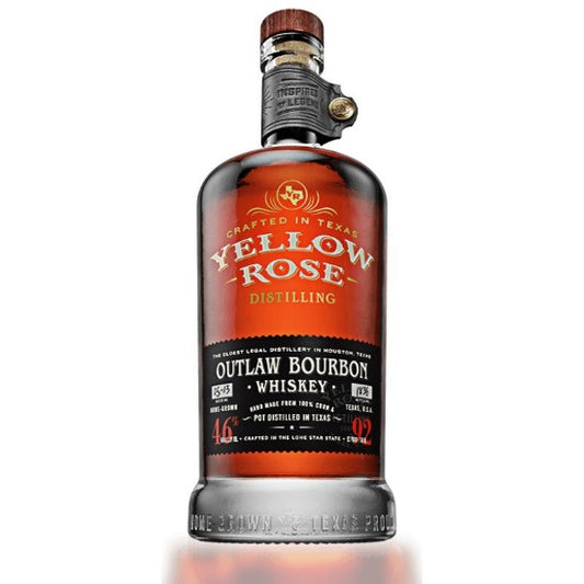 Yellow Rose Outlaw Bourbon Whiskey 700mL bottle by Paramount, featuring a yellow label and classic bourbon glass.