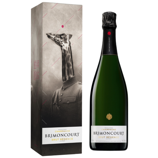 Bottle of Brimoncourt Brut Regence Champagne in a 750ml bottle, showcasing the elegant champagne brand Paramount.