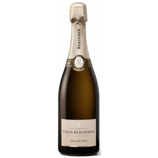 Louis Roederer Collection Naked champagne bottle from Paramount, 750ml, with elegant label and sparkling glass.